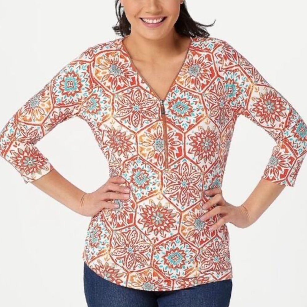 Belle by Kim Gravel TripleLuxe Knit Signature Zip Top Sz 2X NWOT